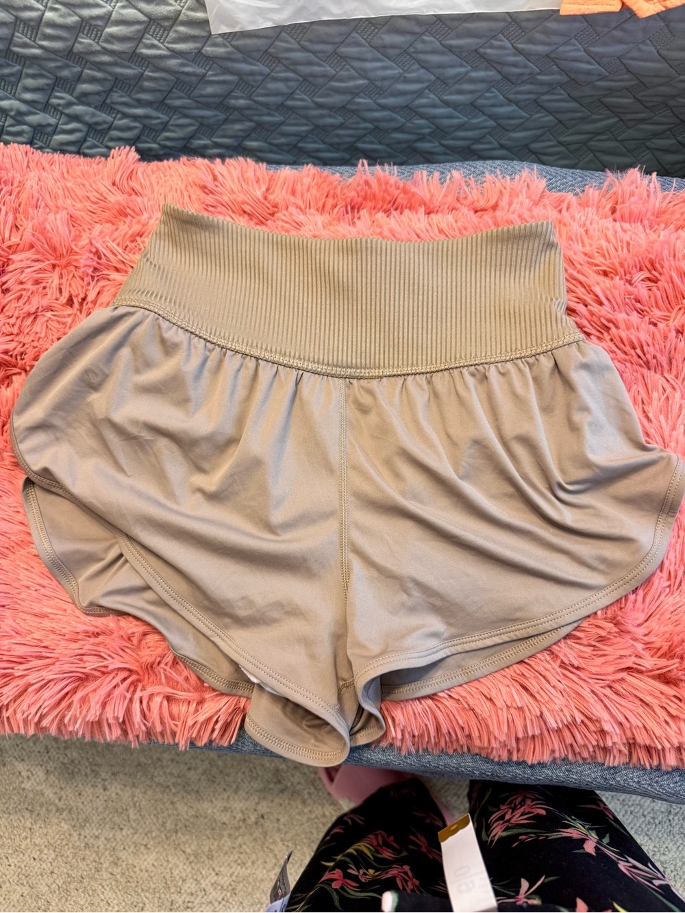 Free Movement High-Waist Lounge Shorts in Taupe